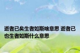 逝者已矣生者如斯啥意思 逝者已也生者如斯什么意思