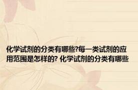 化学试剂的分类有哪些?每一类试剂的应用范围是怎样的? 化学试剂的分类有哪些