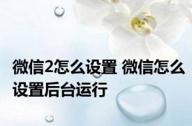 微信2怎么设置 微信怎么设置后台运行