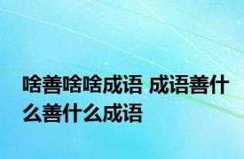 啥善啥啥成语 成语善什么善什么成语