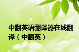 中翻英语翻译器在线翻译（中翻英）