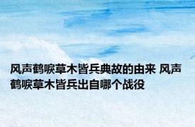 风声鹤唳草木皆兵典故的由来 风声鹤唳草木皆兵出自哪个战役