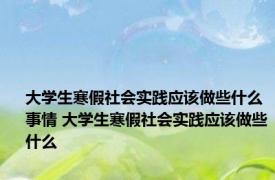 大学生寒假社会实践应该做些什么事情 大学生寒假社会实践应该做些什么