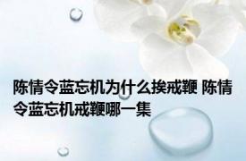 陈情令蓝忘机为什么挨戒鞭 陈情令蓝忘机戒鞭哪一集