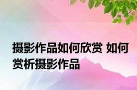 摄影作品如何欣赏 如何赏析摄影作品