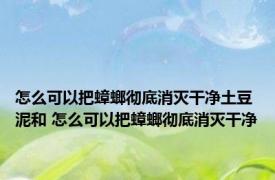 怎么可以把蟑螂彻底消灭干净土豆泥和 怎么可以把蟑螂彻底消灭干净