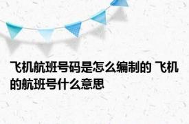 飞机航班号码是怎么编制的 飞机的航班号什么意思