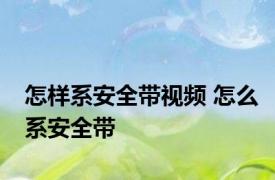 怎样系安全带视频 怎么系安全带