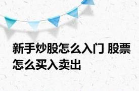 新手炒股怎么入门 股票怎么买入卖出