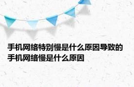 手机网络特别慢是什么原因导致的 手机网络慢是什么原因