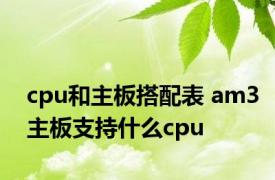 cpu和主板搭配表 am3主板支持什么cpu