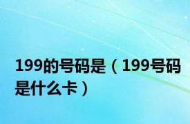 199的号码是（199号码是什么卡）