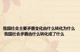 我国社会主要矛盾变化由什么转化为什么 我国社会矛盾由什么转化成了什么