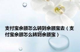 支付宝余额怎么转到余额宝去（支付宝余额怎么转到余额宝）