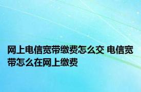 网上电信宽带缴费怎么交 电信宽带怎么在网上缴费