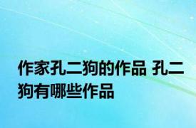 作家孔二狗的作品 孔二狗有哪些作品