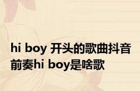 hi boy 开头的歌曲抖音 前奏hi boy是啥歌