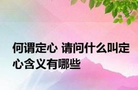 何谓定心 请问什么叫定心含义有哪些