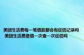 美团生活费每一笔借款都会有征信记录吗 美团生活费是借一次查一次征信吗