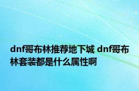 dnf哥布林推荐地下城 dnf哥布林套装都是什么属性啊