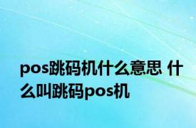 pos跳码机什么意思 什么叫跳码pos机