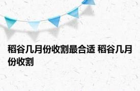 稻谷几月份收割最合适 稻谷几月份收割