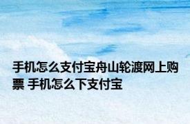 手机怎么支付宝舟山轮渡网上购票 手机怎么下支付宝