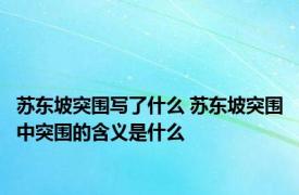 苏东坡突围写了什么 苏东坡突围中突围的含义是什么