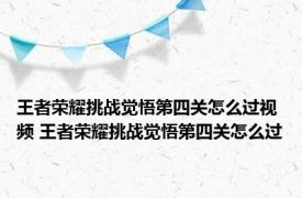 王者荣耀挑战觉悟第四关怎么过视频 王者荣耀挑战觉悟第四关怎么过