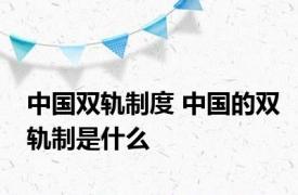 中国双轨制度 中国的双轨制是什么