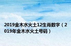 2019金木水火土12生肖数字（2019年金木水火土号码）