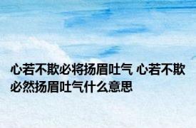 心若不欺必将扬眉吐气 心若不欺必然扬眉吐气什么意思