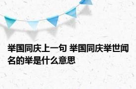 举国同庆上一句 举国同庆举世闻名的举是什么意思