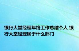 银行大堂经理年终工作总结个人 银行大堂经理属于什么部门