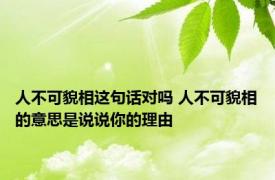 人不可貌相这句话对吗 人不可貌相的意思是说说你的理由