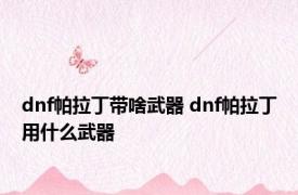 dnf帕拉丁带啥武器 dnf帕拉丁用什么武器