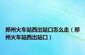 郑州火车站西出站口怎么走（郑州火车站西出站口）