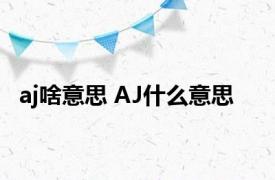 aj啥意思 AJ什么意思