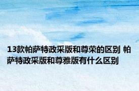 13款帕萨特政采版和尊荣的区别 帕萨特政采版和尊雅版有什么区别