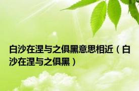 白沙在涅与之俱黑意思相近（白沙在涅与之俱黑）