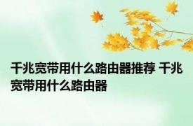 千兆宽带用什么路由器推荐 千兆宽带用什么路由器