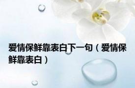 爱情保鲜靠表白下一句（爱情保鲜靠表白）