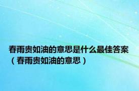 春雨贵如油的意思是什么最佳答案（春雨贵如油的意思）