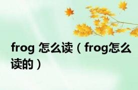 frog 怎么读（frog怎么读的）