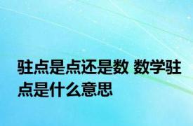 驻点是点还是数 数学驻点是什么意思