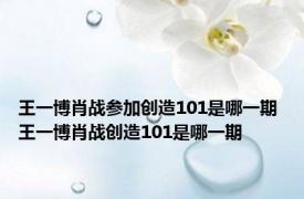 王一博肖战参加创造101是哪一期 王一博肖战创造101是哪一期