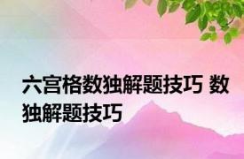 六宫格数独解题技巧 数独解题技巧