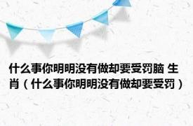 什么事你明明没有做却要受罚脑 生肖（什么事你明明没有做却要受罚）