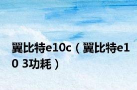 翼比特e10c（翼比特e10 3功耗）