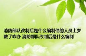 消防部队改制后是什么编制他的人员上岁数了咋办 消防部队改制后是什么编制